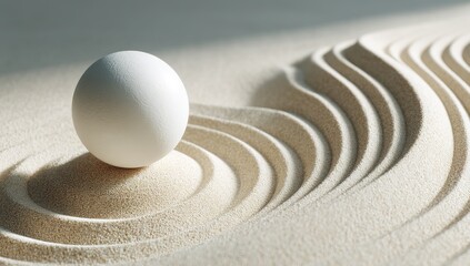 Peaceful Zen Sand Garden Design With White Sphere