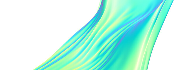 Abstract Teal and Green Flowing Fabric