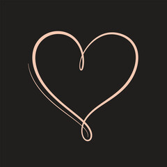 Calligraphic love heart sign. Vector Romantic illustration symbol join, passion and wedding. Calligraphy Design flat element of valentine day. Template