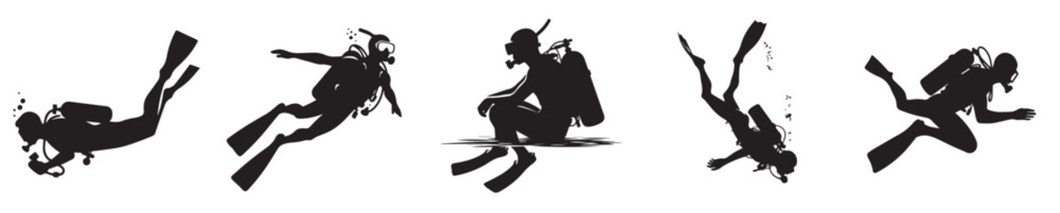vector silhouette of a diver
