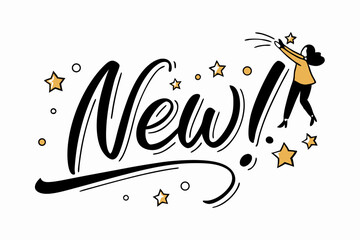 Excited Woman Celebrating New Arrival, Announcement Graphic