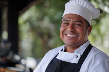 chef smiling in realistic by generative ai