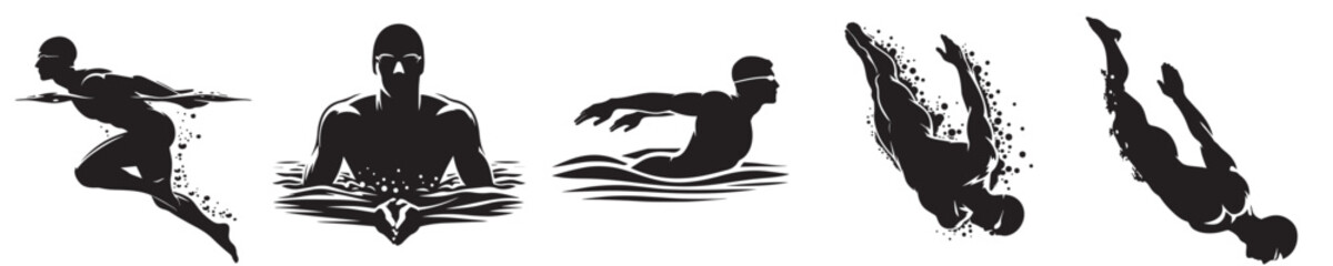 vector silhouette of a swimmer