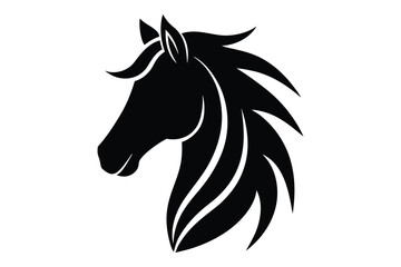 Stylized vector horse head silhouette in profile | bold black side face artwork