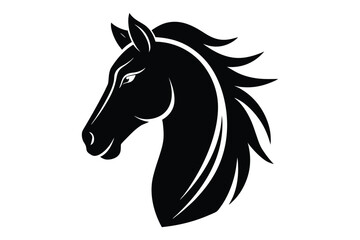 Black outline horse head vector silhouette | artistic wild animal profile artwork