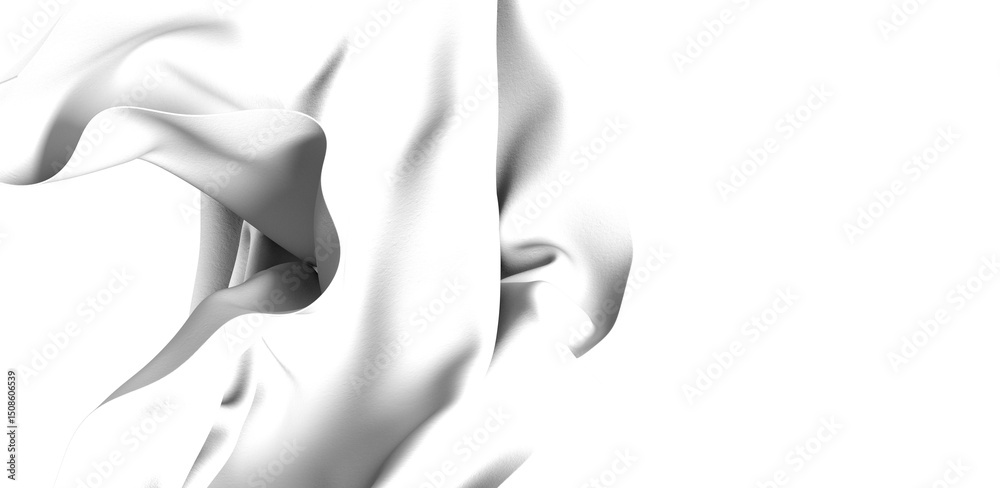 Aufkleber a high-resolution image of a white fabric drape with soft, flowing folds, perfect for backgrounds an