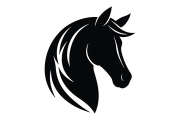 Horse head silhouette vector with curved lines | minimal and expressive animal art