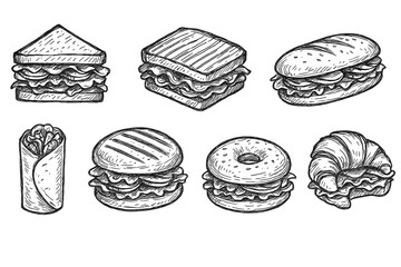 Hand-drawn Sandwich Icons