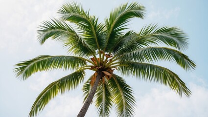 Coconut Palm Tree Isolated On White Background with Empty Copy Space for Text