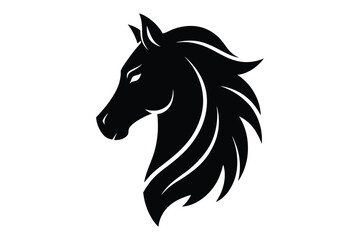 Clear black silhouette vector of horse head | artistic side face equestrian icon