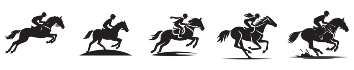 vector silhouette of a horse racing athlete