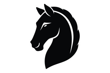 Elegant equine silhouette vector of horse head | side profile minimal black icon