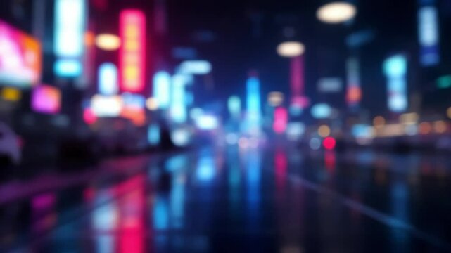 Blurry city night lightscape vibrant colors
