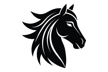 Artistic horse head silhouette vector outline | side profile animal face in dark style