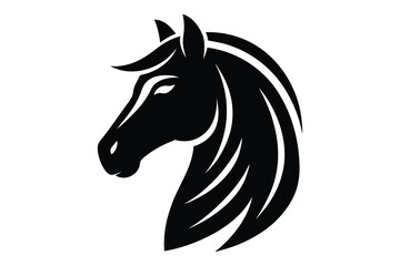 Vector horse head silhouette in side view | stylish equine profile artwork in black and white