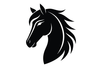 Detailed horse head silhouette vector in black | elegant wild horse profile graphic