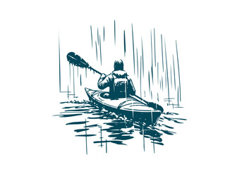 Naklejka premium Kayak hand drawn sketch vector illustration