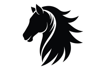 Black horse head silhouette vector on white background | elegant animal face outline artwork