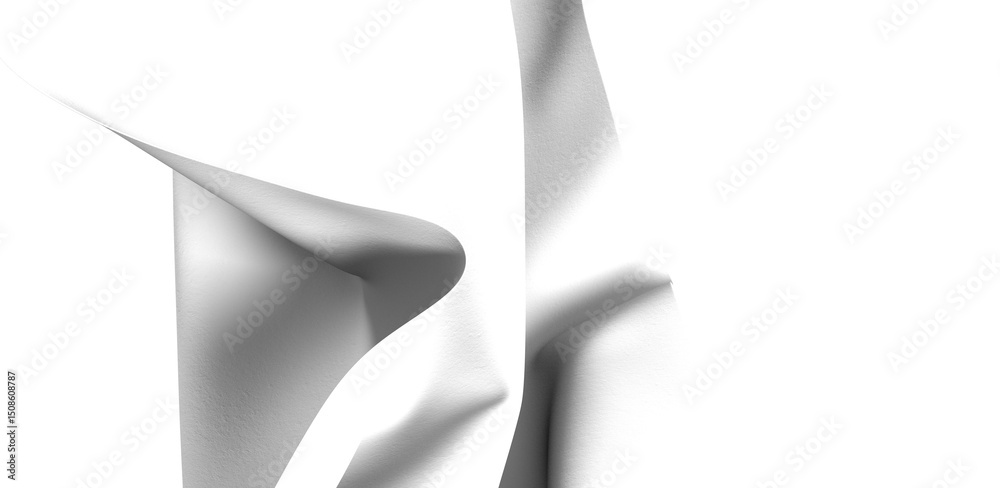 Fototapete close-up of white fabric with smooth texture, displaying elegant draping and soft folds
