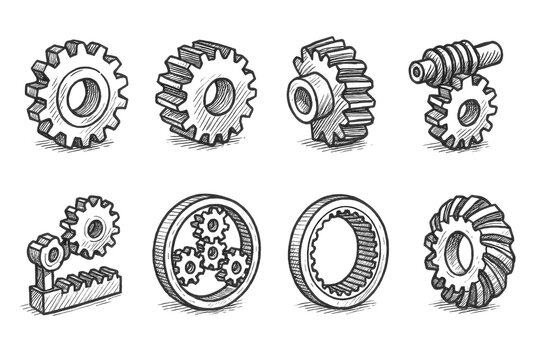 Hand-drawn Gear Icons