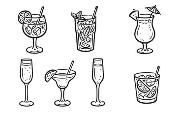 Hand-Drawn Cocktail Icons