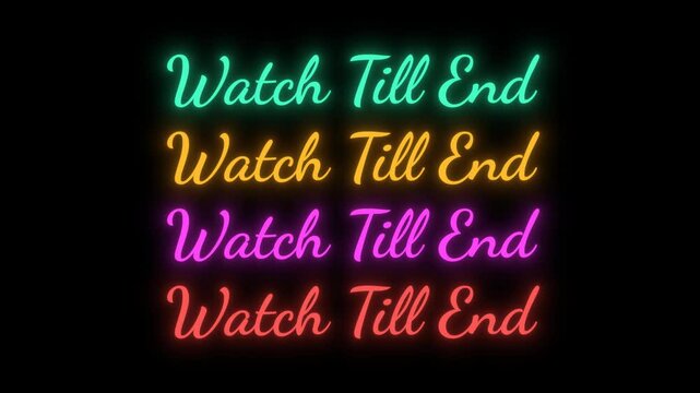 Watch till end Neon Flickering Text Animation on transparent background 