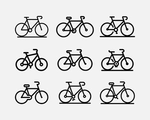 Minimal Bicycle Outline Logo Set