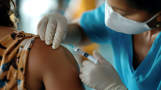 Healthcare Worker Administering Vaccine Injection - Powered by Adobe