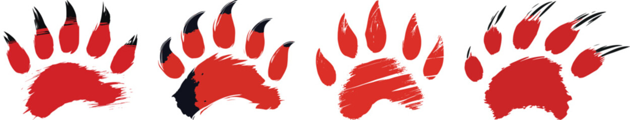 Bear Paw Prints Vector Illustration Isolated on White Background