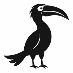 Naklejka premium Black Hornbill Bird Vector – Side Profile Illustration