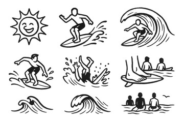 Obraz premium Surfing Icons Sketch