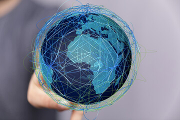 High-quality stock photo depicting global network connections and digital interconnectivity.
