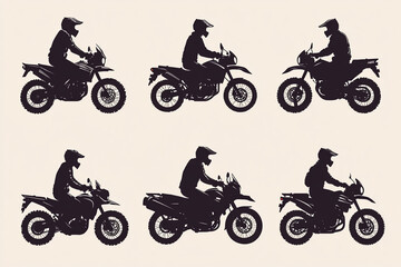 Obraz premium Motorcyclists riding silhouettes set