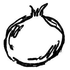 Doodle elements of vegetable and fruits, specifically a pomegranate