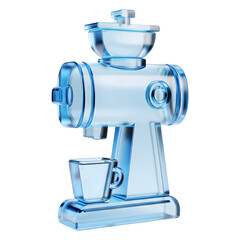 Blue Glass Coffee Grinder 3D Render Icon