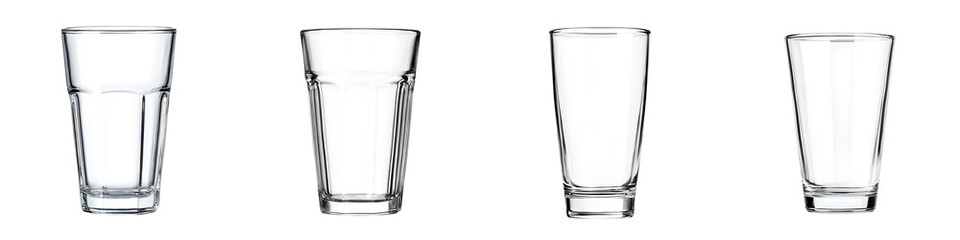 Stylish glassware collection featuring various shapes and sizes for serving drinks, clear and elegant design suitable for bars and home use