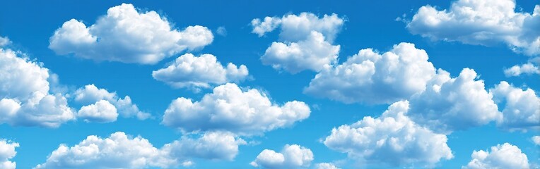Vast Blue Sky With Fluffy White Clouds