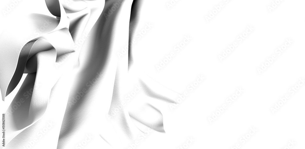 Fototapete close-up of a white fabric with soft folds and creases. the abstract texture creates a smooth and el