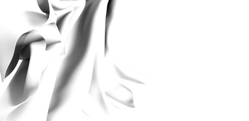 Close-up of a white fabric with soft folds and creases. The abstract texture creates a smooth and elegant background.