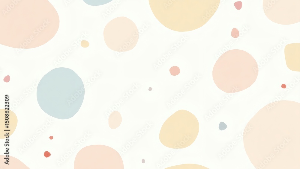 Aufkleber abstract shapes background with soft pastel colors, creating a visually pleasing and versatile aesthetic. The shapes are diverse in size and form, offering a playful and organic feel