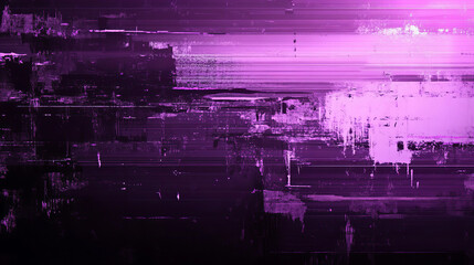 Abstract purple digital background with glitch effects and distorted pixel textures

