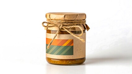 Artisan Jar of Gourmet Sauce with Rustic Label Design