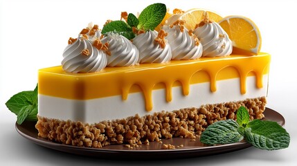 Lemon Cheesecake Slice with Dessert, Pastry, and Food Photography.