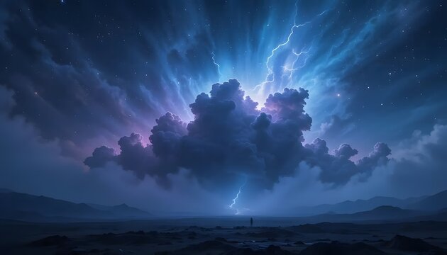 Enigmatic Skyscraper Emerging from Dark Storm Clouds – AI Generated