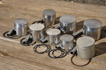 pistons with rings of different sizes for garden gasoline tools