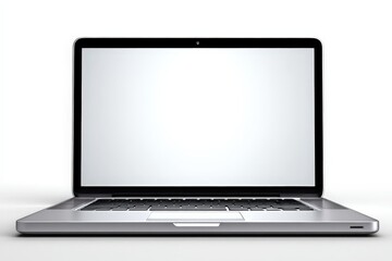 Modern Silver Laptop With Blank Screen