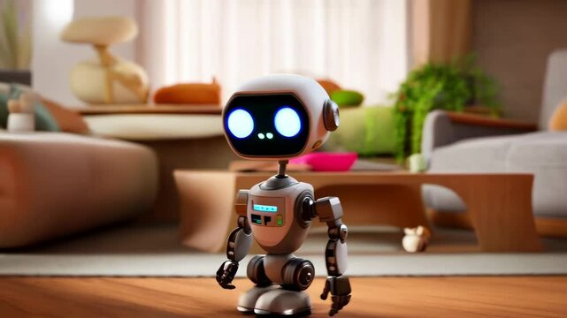 Niedlicher Roboter im Wohnzimmer