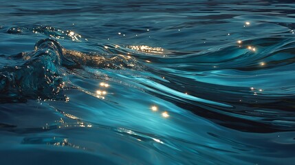 Ocean Waves Texture with Blue Water Surface, and Sunlight Glare.