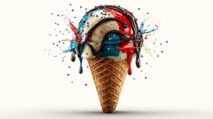 Patrioic Ice Cream Cone Splash.