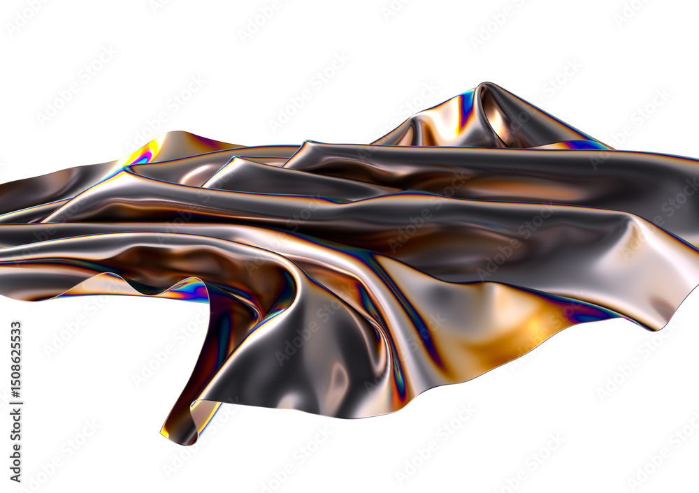 Poster abstract iridescent folds with a metallic sheen